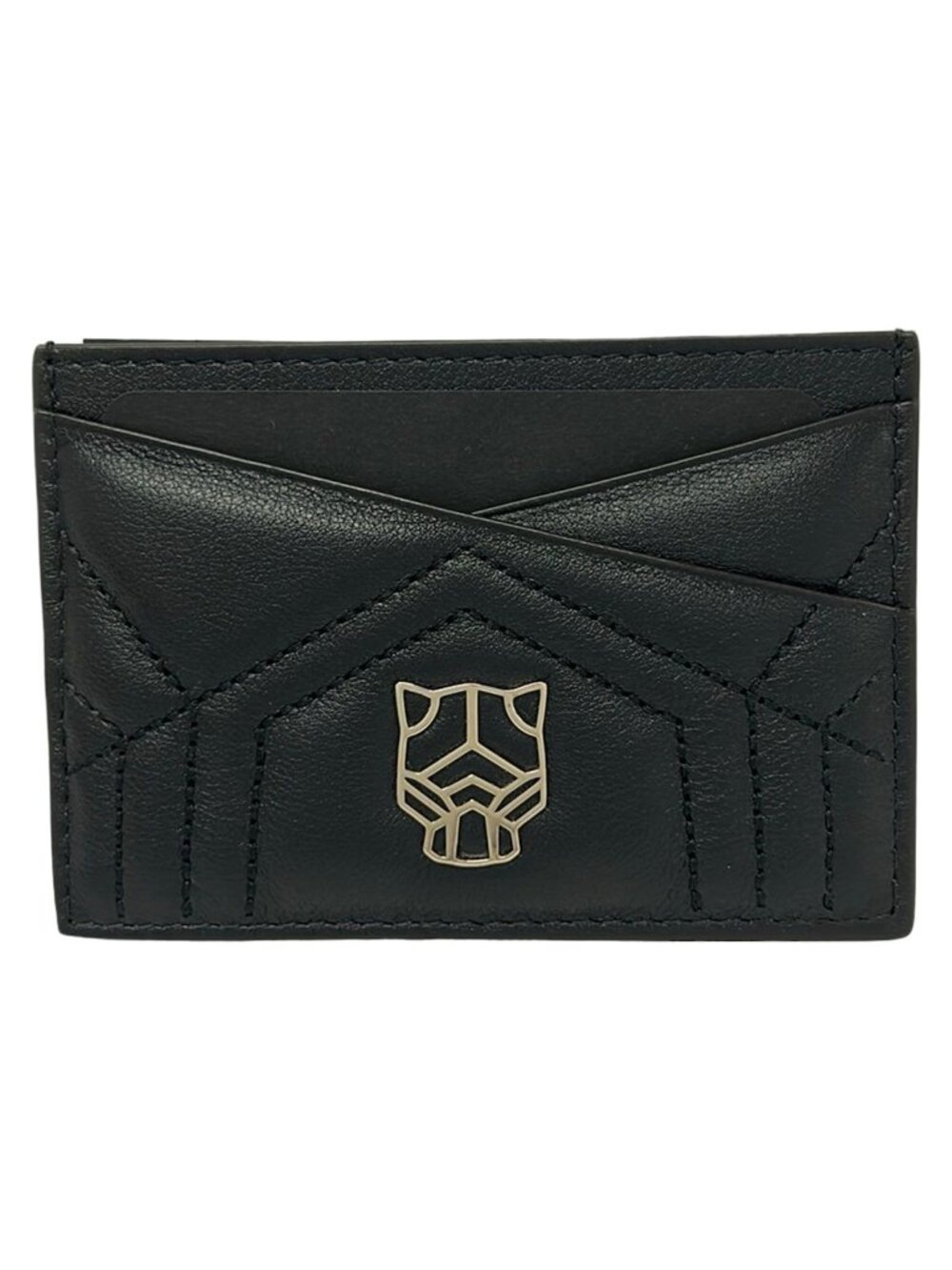 Cartier Card Case Panthere Black Stitch Leather